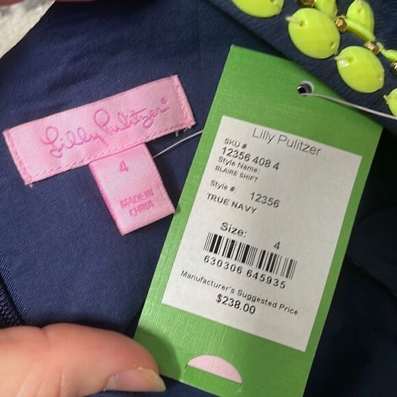 Lilly Pulitzer Blaire Shift Dress Sleeveless True Navy 4 - Picture 8 of 11